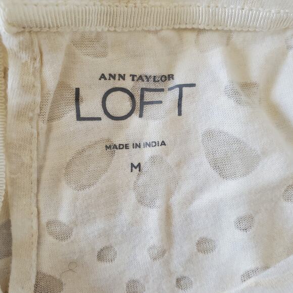 LOFT Off White Scoop Neck Burnout Floral Print Short Sleeve Tee M - Picture 6 of 7